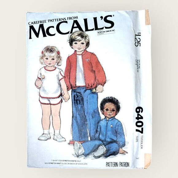 Vintage 1970s McCalls Sewing Pattern 6407 Toddler Shirt Pants Shorts Jacket Sz 2 - Picture 1 of 2